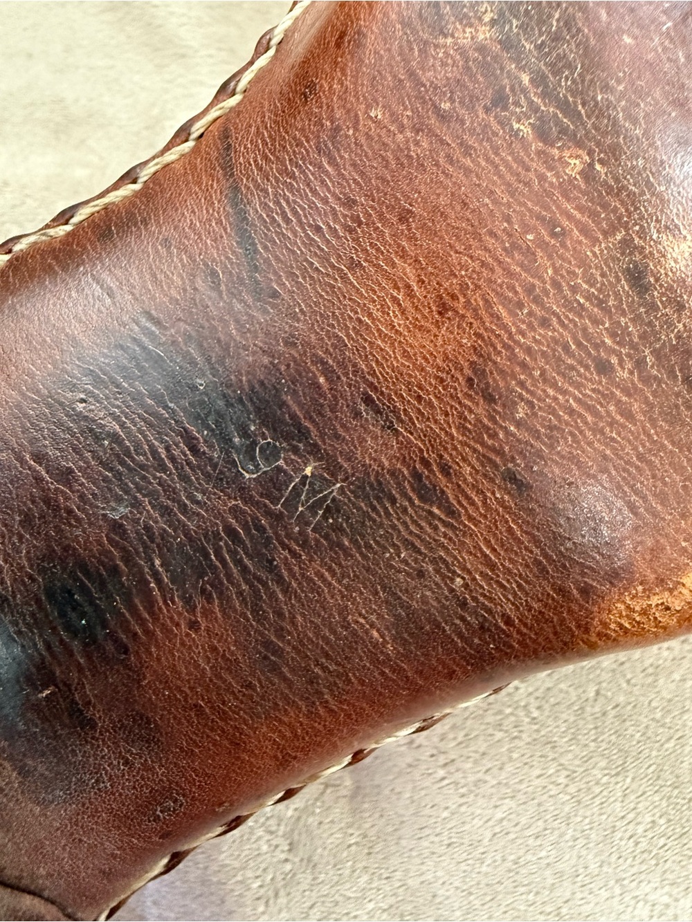 * Vintage Leather Chunky Heel Loafers Bold Stitching - Picture 11 of 12